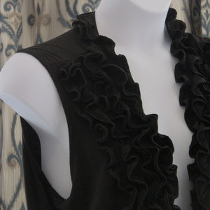 XL BLACK RUFFLED VEST